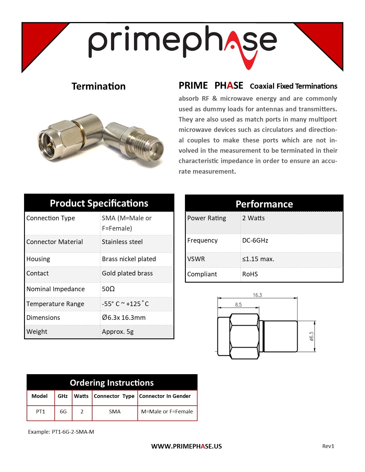 RF Terminator, 2W, DC-6GHz, SMA(male)