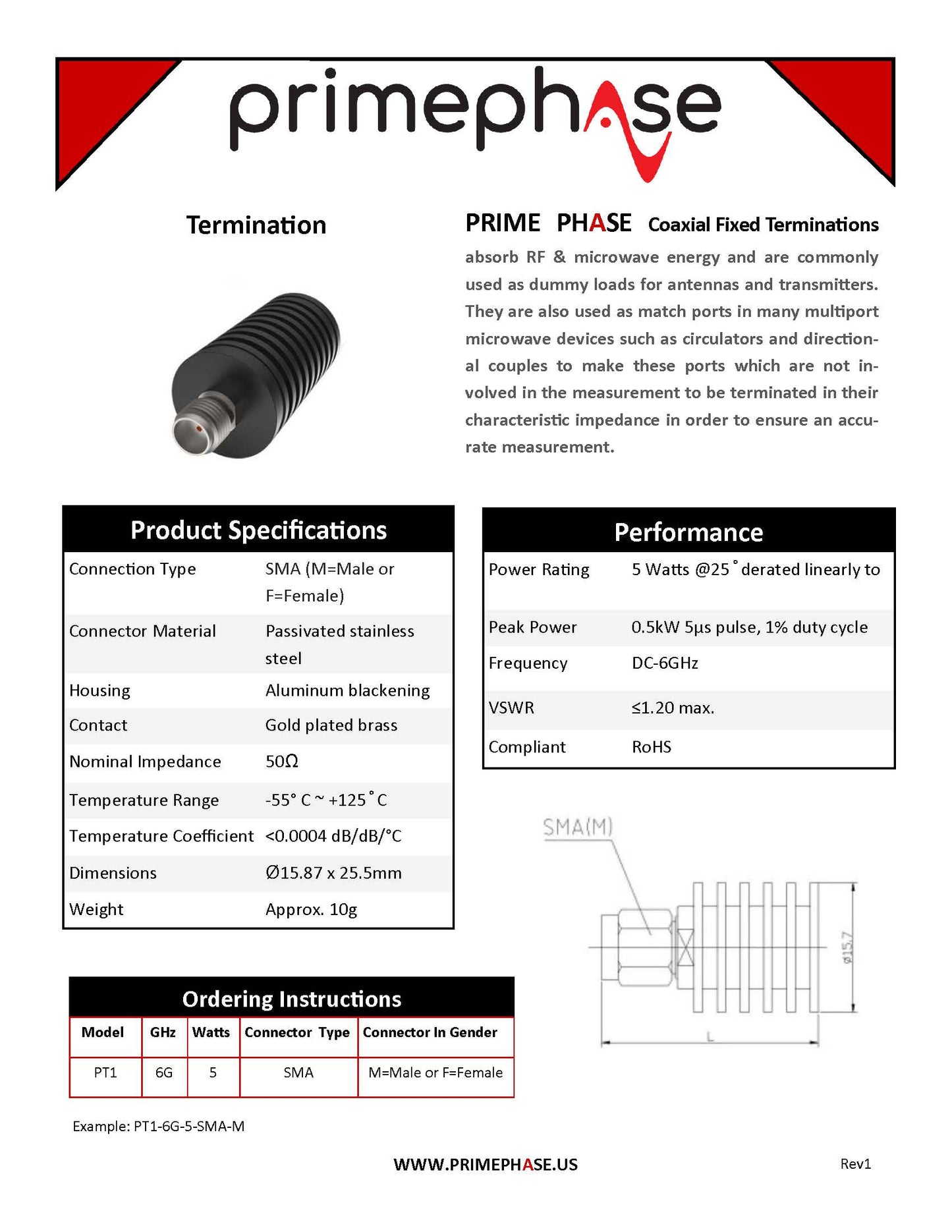 RF Terminator, 5W, DC-6GHz, SMA(female)