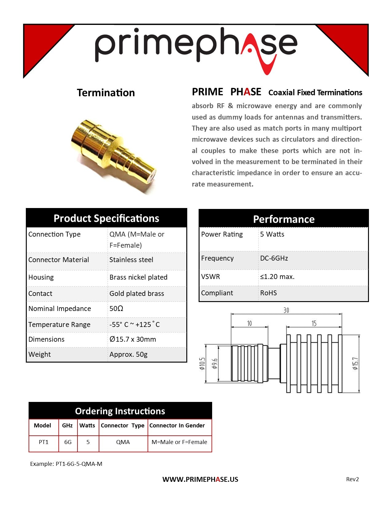 RF Terminator, 5W, DC-6GHz, QMA(male)