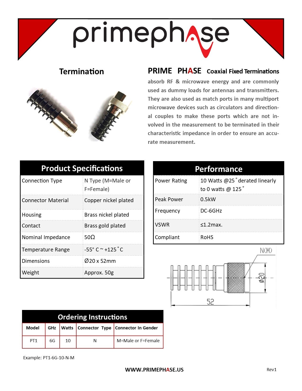 RF Terminator, 10W, DC-6GHz, N(female)